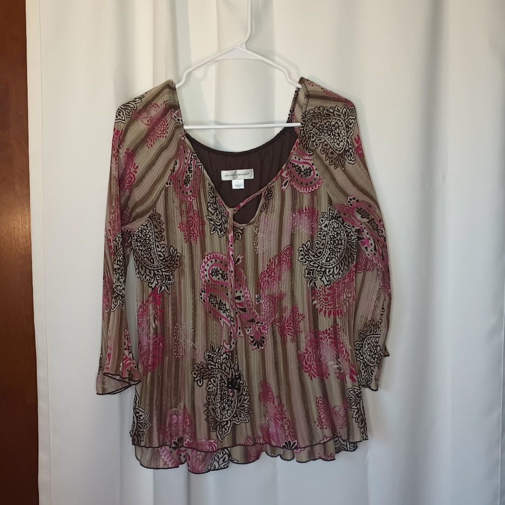 Christopher Banks Womens Y2K Forest Fairy Grunge Top Large Paisley Whimsy Boho